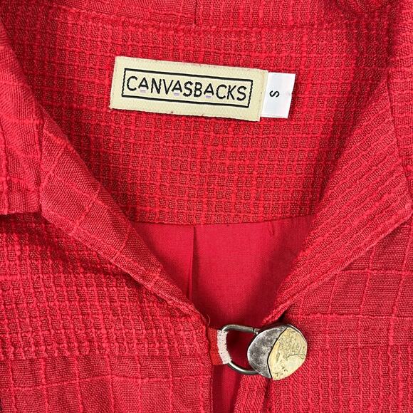 Canvasbacks Jacket Womens S Red‎ Linen Blazer Coat Business Formal Abstract Art - Picture 3 of 7